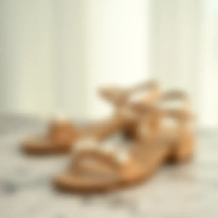 Elegant Pearl Strap Sandals Elegant pearl strap sandals on a marble surface