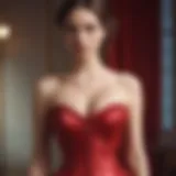 Elegant red corset showcased on a mannequin