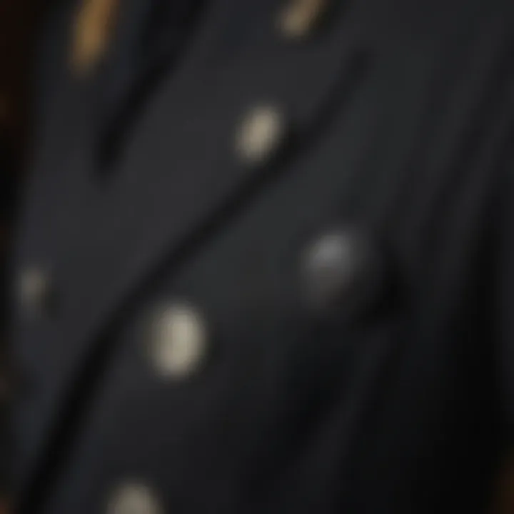 Close-up of double-breasted buttons and fabric texture