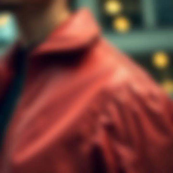Close-up view of drop shoulder bomber jacket detailing