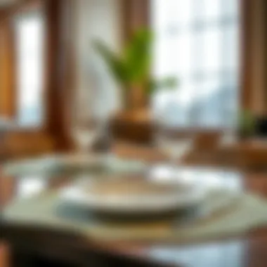 Elegant leaf shape placemat on a stylish dining table