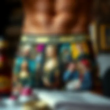 Stylish boxers showcasing a collage of famous artworks