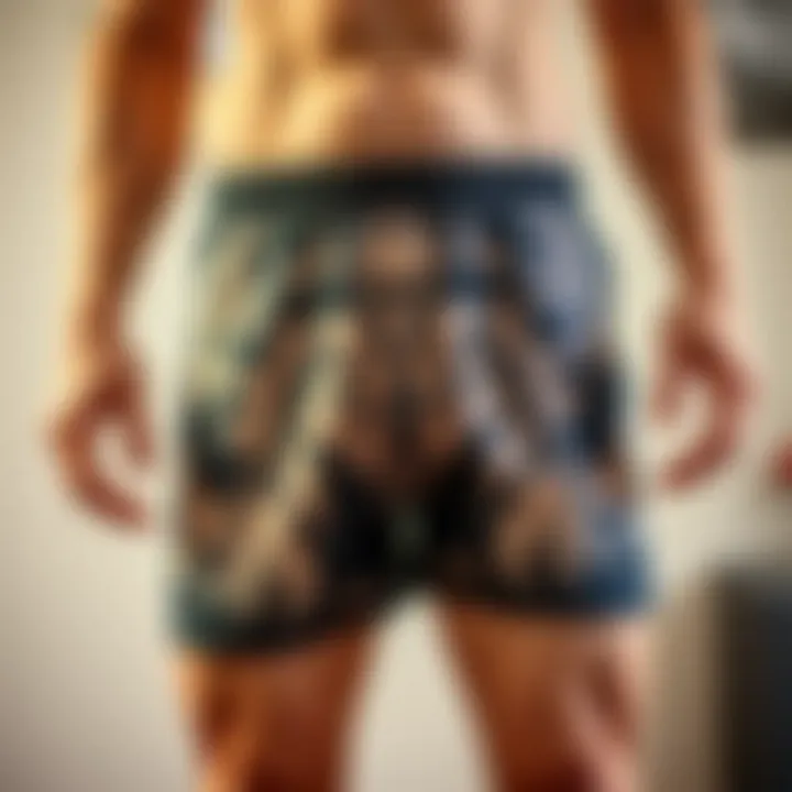 A pair of boxers displaying intricate graphic designs