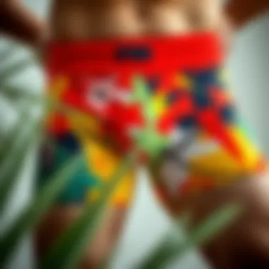 A vibrant pair of boxers featuring abstract art prints