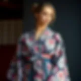 Intricate Patterns of the Geo Print Kimono A beautifully draped geo print kimono showcasing intricate patterns