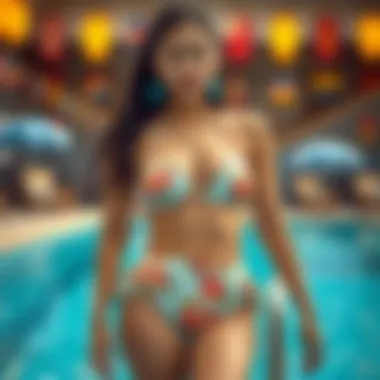 Chinese swimwear brand showcasing its collection in an international market