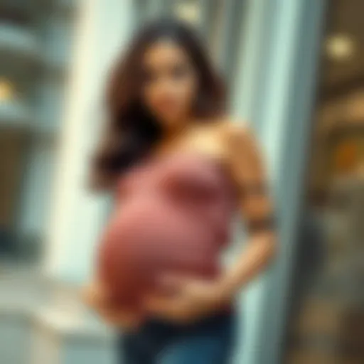 Stylish maternity tummy sleeve showcased on a model