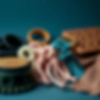 Diverse Telephone Cord Hair Ties Alongside Accessories Variety of telephone cord hair ties displayed with accessories