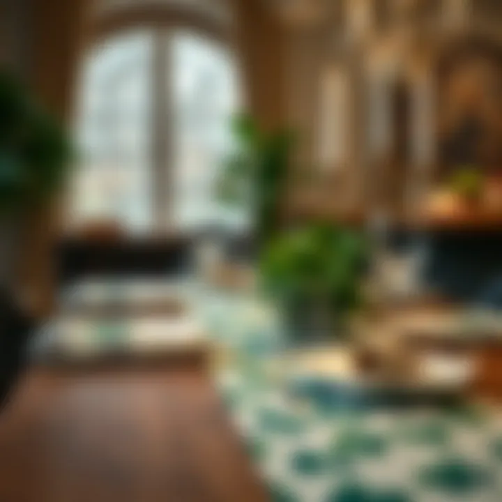 Stylish Dining with Shamrock Runner Stylish dining setup featuring a shamrock table runner