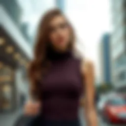 A stylish sleeveless unitard showcased in a modern urban setting