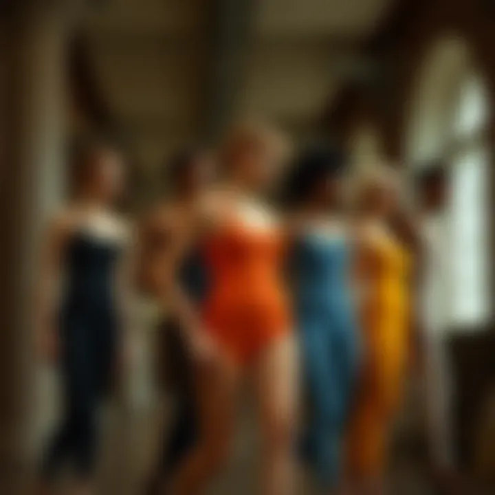 Historical Evolution of the Unitard A historical representation of clothing evolution featuring the unitard