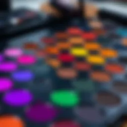Vibrant eyeliner swatches on a palette