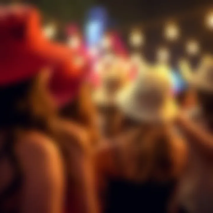 Coordinated Bucket Hats at a Bachelorette Celebration A chic bachelorette party scene featuring guests wearing coordinated bucket hats.
