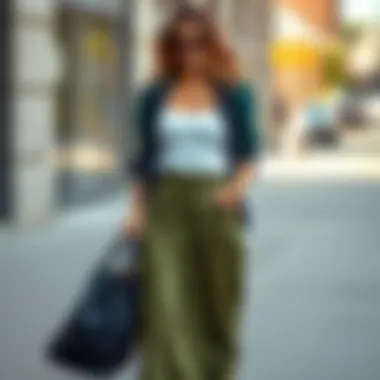 Casual Chic in a Maxi Skirt Fashionable wide waistband maxi skirt styled for a casual outing