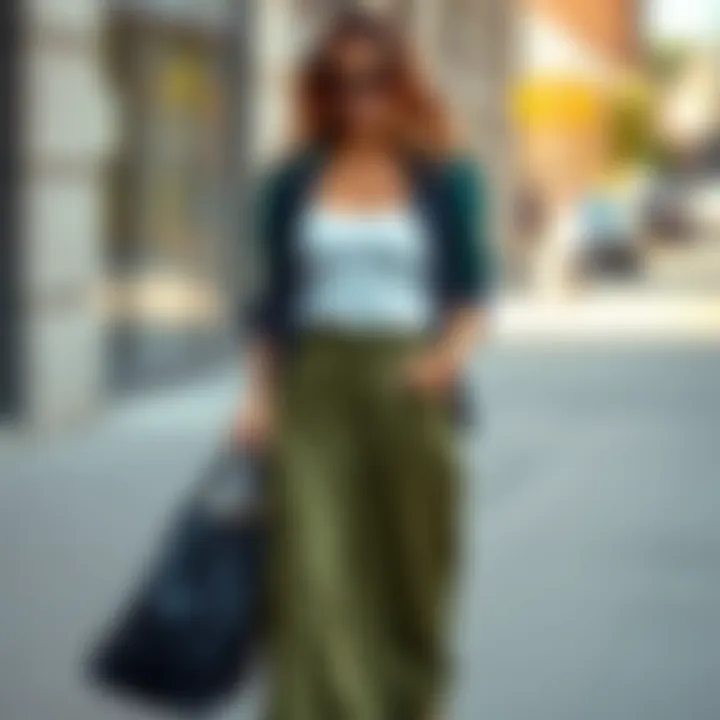 Casual Chic in a Maxi Skirt Fashionable wide waistband maxi skirt styled for a casual outing