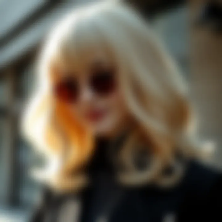 A stylish individual wearing a 14-inch blonde wig, exemplifying how it enhances personal fashion.