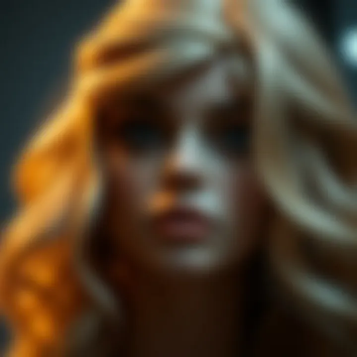Close-up of a luxurious 14-inch blonde wig highlighting the quality of the material and craftsmanship.