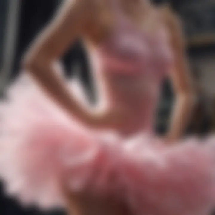 Close-up of a runner wearing a tutu, showcasing the details and textures of the fabric