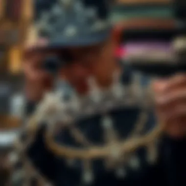 Artisan crafting a unique tiara from premium materials