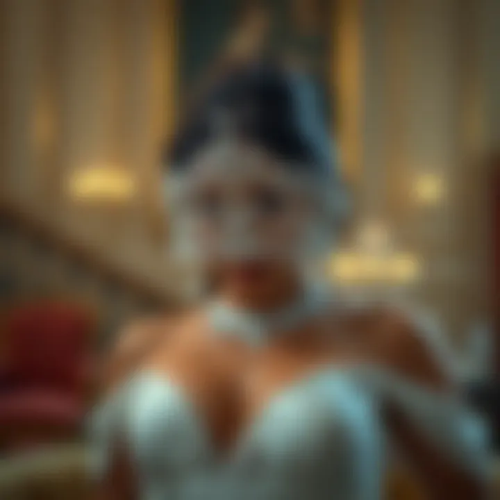 An elegant tiara paired with a sophisticated evening gown