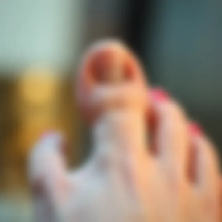 Close-up of a beautifully applied toenail sticker on a well-groomed toe.