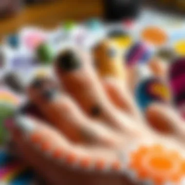 A vibrant display of assorted toenail sticker designs showcasing artistic patterns and colors.