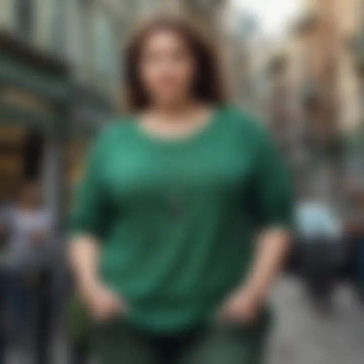 Fashionable plus size green top with layered outfits