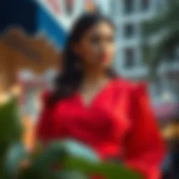 Elegant XL ladies' top in vibrant color