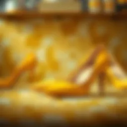 Elegant yellow pumps displayed on a stylish background