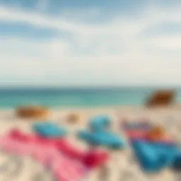 Vibrant and spacious beach blanket spread on sandy shore