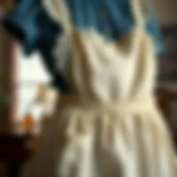 A vintage apron showcasing intricate embroidery and lace.