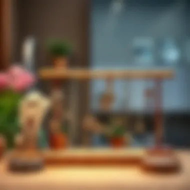 A beautifully arranged jewelry collection on a wooden stand