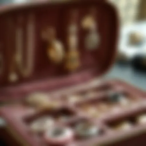 Elegant zipper jewelry organizer showcasing various compartments