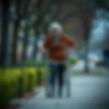 Elderly person enjoying mobility with knee warmers