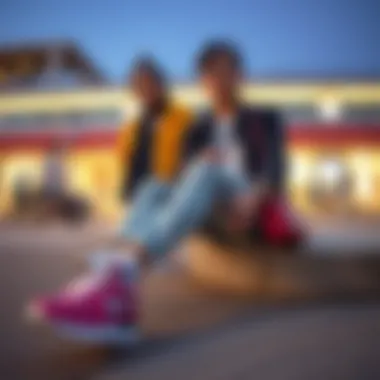 Stylish individuals incorporating sneakers into their outfits