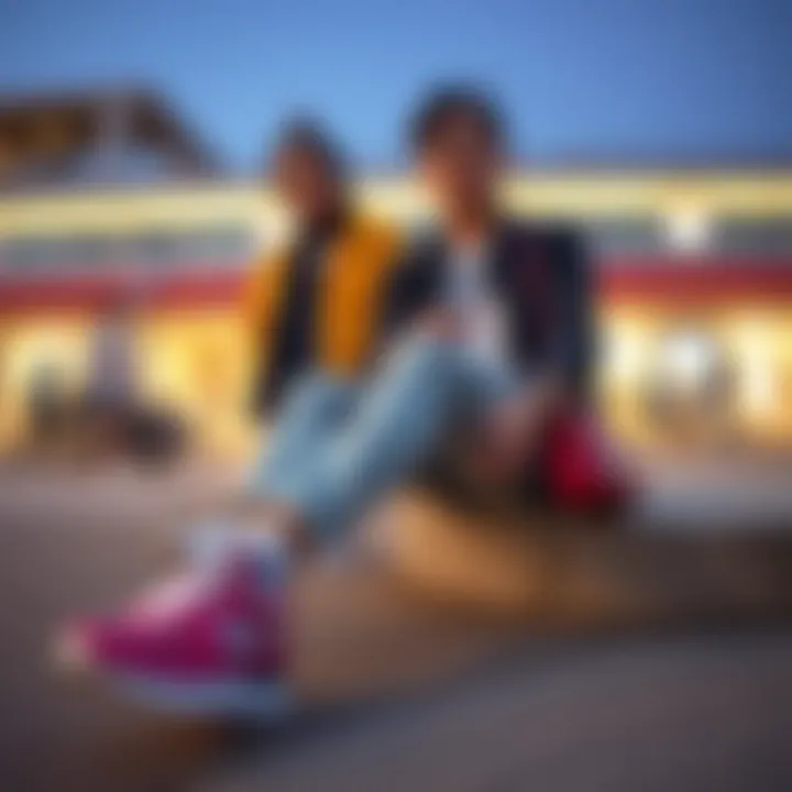 Stylish individuals incorporating sneakers into their outfits