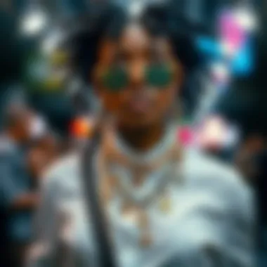 A fashionable ensemble featuring loc charms as a statement accessory.