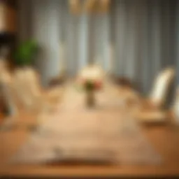 Elegant long placemat on a beautifully set dining table