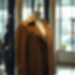 Elegant long trench coat on a tailored mannequin