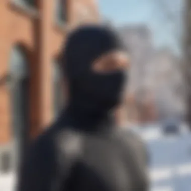 Lycra balaclava worn in an outdoor setting during winter