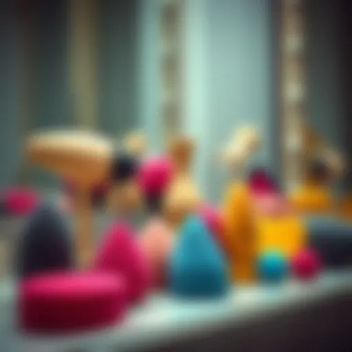 A range of sponge applicators in various shapes and sizes on a vanity.