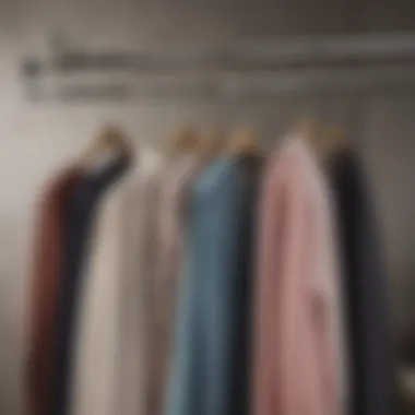 Hangers displaying clothing materials in a stylish manner