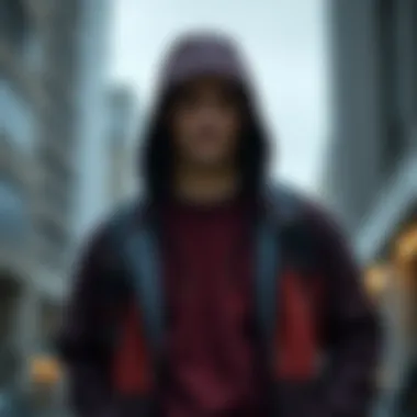 Fashionable individual incorporating a hoodie into a layered outfit