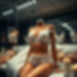 Elegant lace lingerie set on display