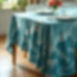 Elegant ocean waves tablecloth with intricate design