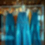 Stylish palazzo denim overalls displayed on a chic mannequin