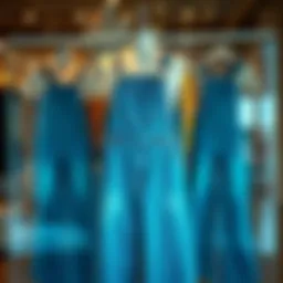 Stylish palazzo denim overalls displayed on a chic mannequin