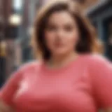Stylish plus size cotton t-shirt in a vibrant color.