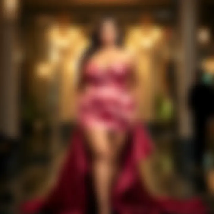 Evening Glam: Plus-Size Romper with Train Stylish plus-size romper with a train for evening wear