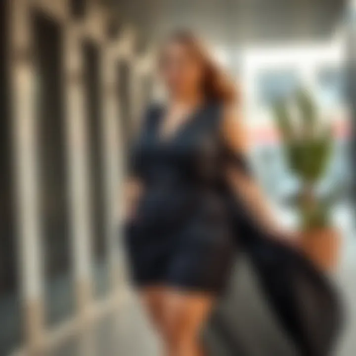 Fashion Forward: Trendy Plus-Size Romper with Train Trendy plus-size romper with a train in a fashion-forward setting